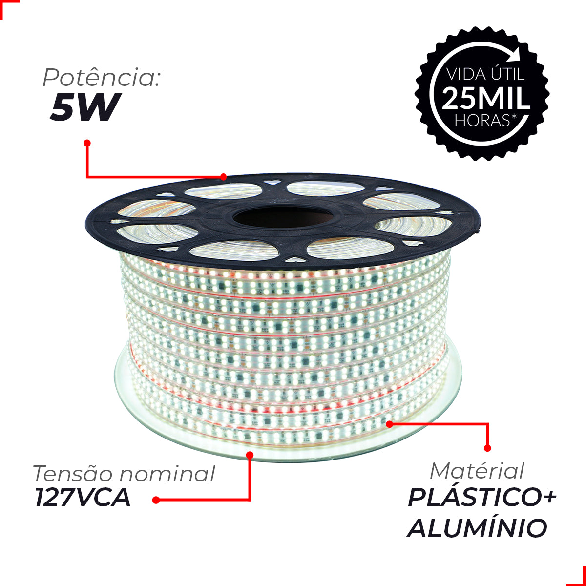 Fita Led Connect 5w 6500k Branco Frios 500lm IP65 127v Avant