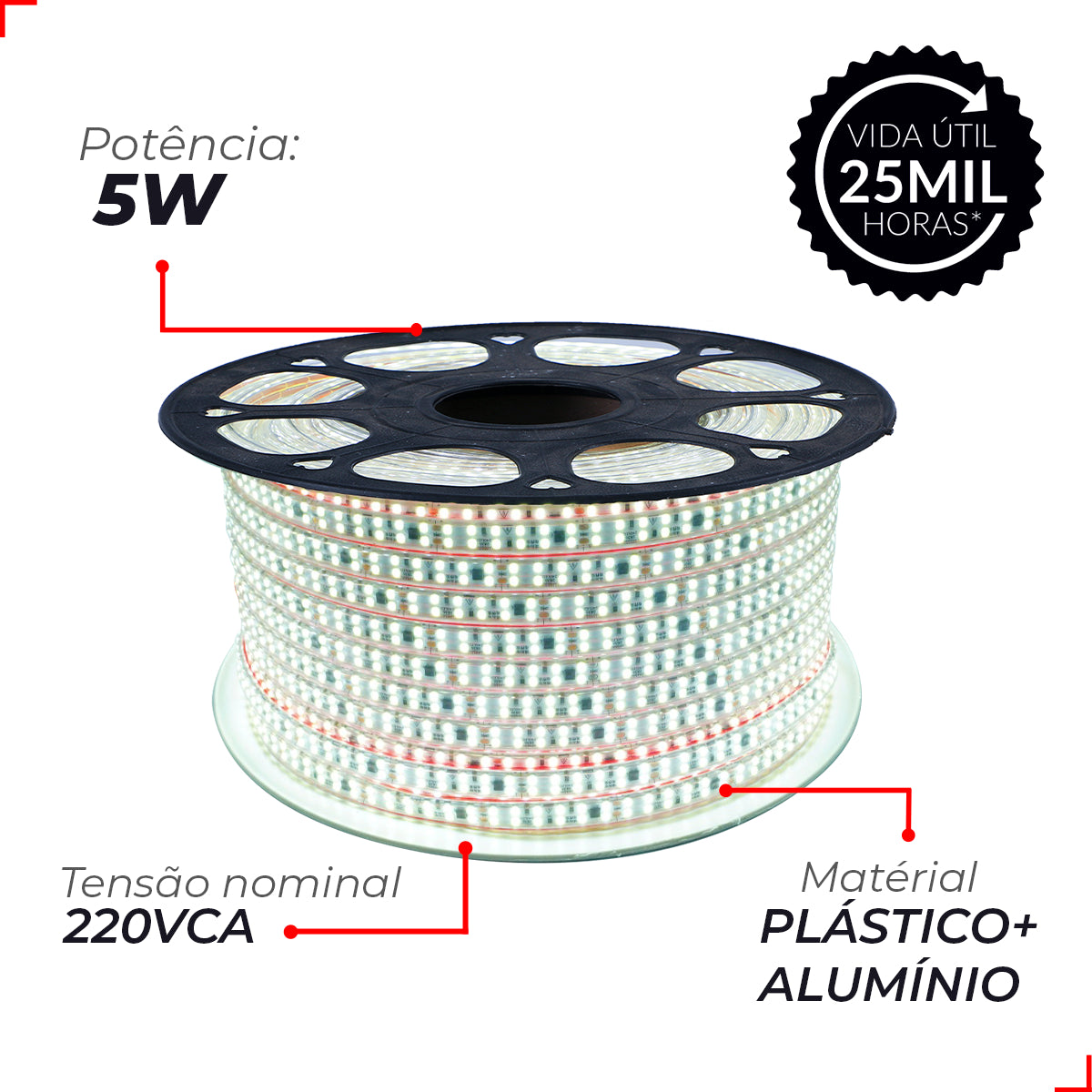 Fita Led Connect 5w 6500k Branco Frio 500lm IP65 220v Avant