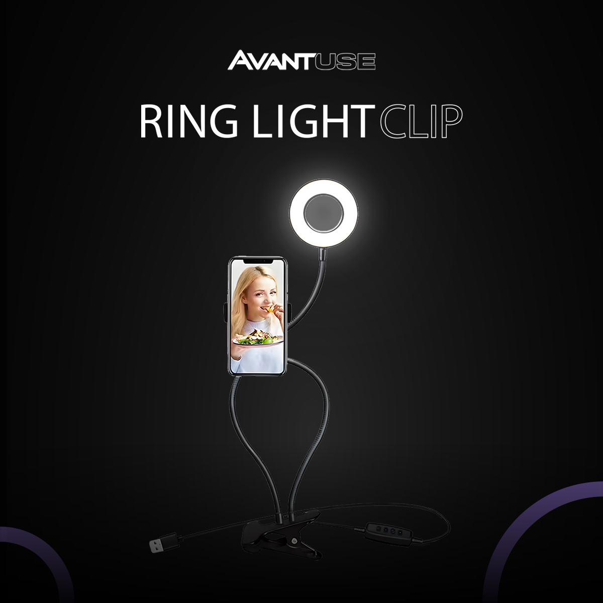 Led Ring Light Clip Universal 6w 3000K/6500K 11 Níveis de Brilho Bivolt Avant Use
